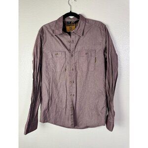 Flylow Habitat Line Mens Long Sleeve Button Up Shirt Size Medium Mauve Outdoor